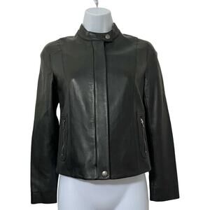 Coach 1941 Womens Lamb Leather Short Racer Jacket Size 00 Black Edgy Baddie NWT